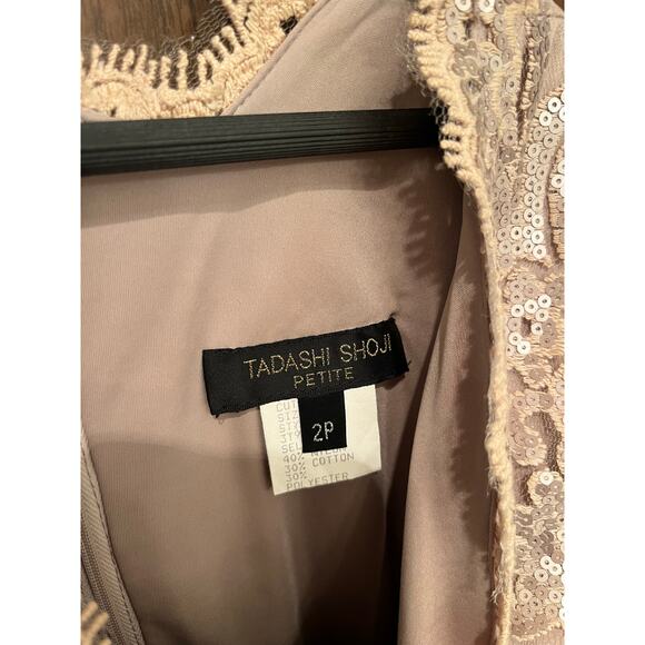 Tadashi Shoji Embroidered Sequin Dress, Size 2P - Picture 5 of 9